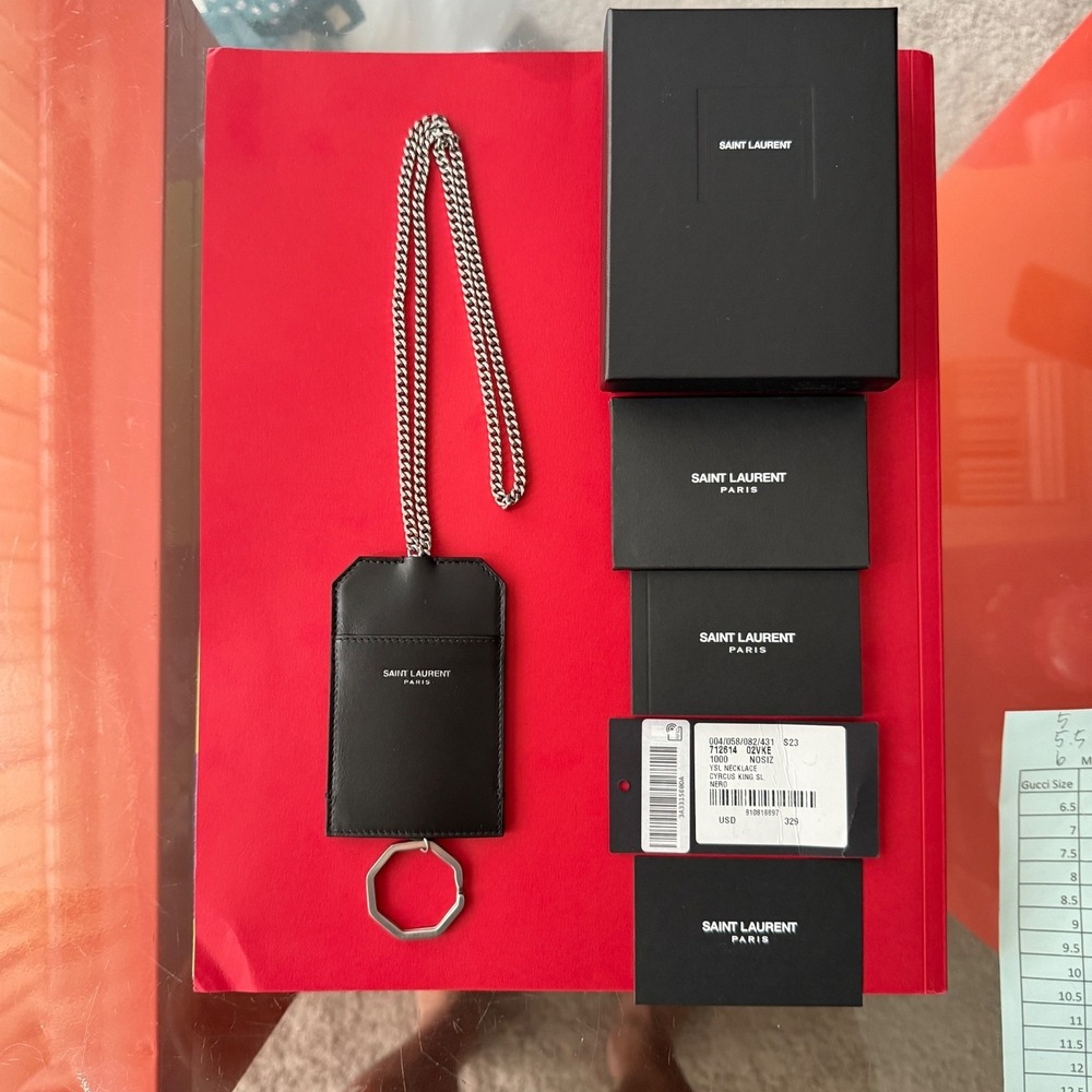 Saint Laurent Leather Lanyard Card holder key chain, 712614, New - Picture 10 of 10